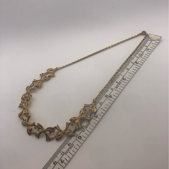 VTG Toledo Ware Damascene Bows Necklace Sits Approx 14” - Picture 3 of 3